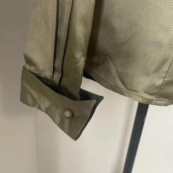 VTG ANN TAYLOR Sz 6 Green  Iridescent 100% Silk Button‎ Up Shirt Blouse Preppy - Picture 5 of 10